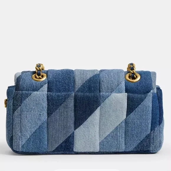 Coach Tabby Denim Shoulder Bag 20 Patchwork Quilting - Picture 4 of 12